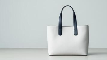 A white and black tote bag on a table photo