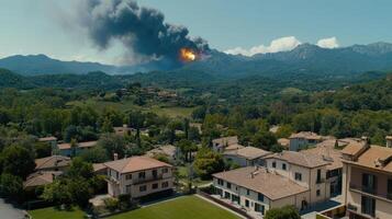 A large plume of smoke is seen coming from the mountains photo