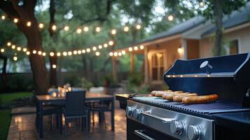 A grill with hot dogs on it photo