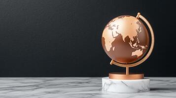 3d render of a globe on a marble stand photo