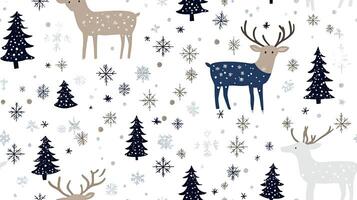Christmas seamless pattern with deers and trees photo