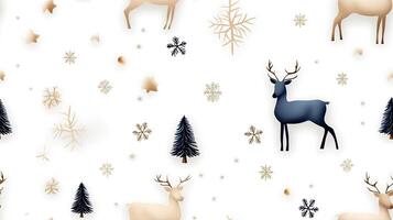 Christmas seamless pattern with deers and trees photo
