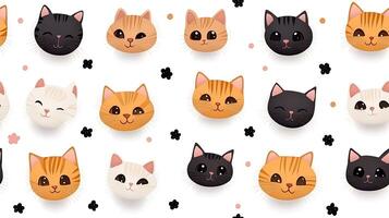A pattern with many cats faces on it photo