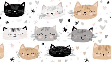 A pattern with cats and hearts on it photo