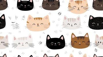 A pattern with cats faces and dots photo