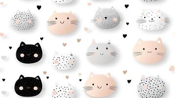 A pattern with cats and hearts on it photo