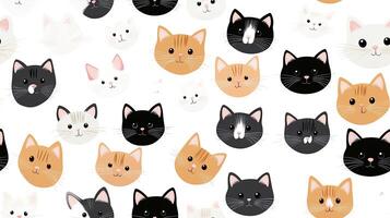 A pattern of cats with different colors and sizes photo