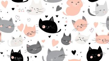 A pattern with cats and hearts on it photo