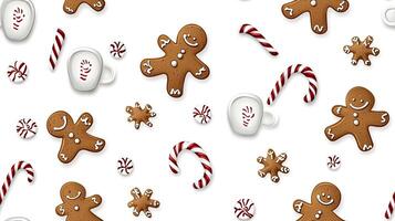 Christmas gingerbreads and candy canes pattern photo