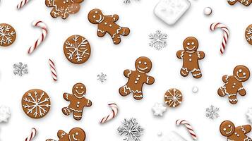 Christmas gingerbread cookies and candy canes photo