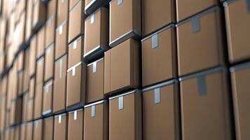 A large number of boxes stacked together in a warehouse photo
