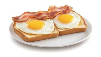 Two eggs and bacon on toast photo