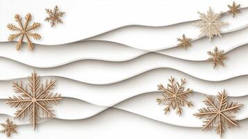Paper cut snowflakes on a white background photo