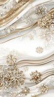 Christmas background with gold and silver snowflakes photo