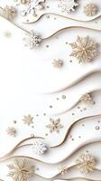 Christmas background with gold snowflakes and ribbon photo
