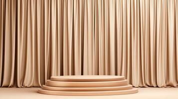Stage with podium and curtains in front of a curtain photo