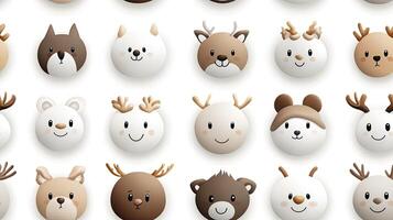 A collection of cute animals faces photo