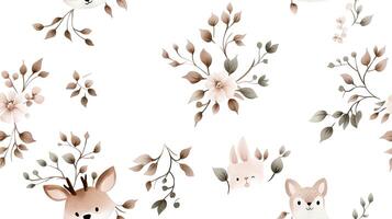 A pattern with deer and flowers on it photo