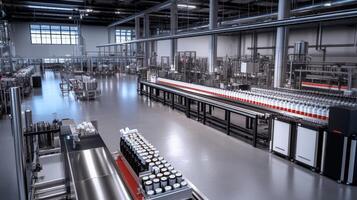 A factory with lots of machines and bottles photo