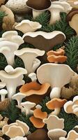 Mushrooms and other mushrooms are shown in this pattern photo
