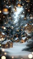 Christmas lights and snow in the background photo