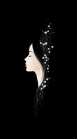 A woman's face with flowers in her hair photo