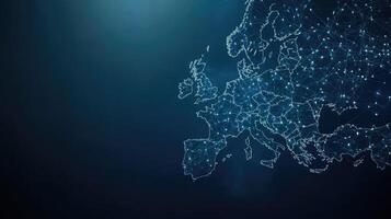 European union map with connected lines and dots on dark background photo