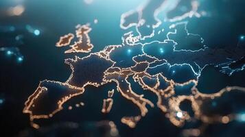 European union map with lights and stars photo