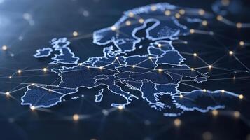 European union map with connected network concept photo