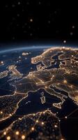 European network of lights and cities on the earth 3d illustration photo