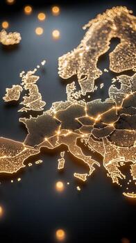 European union map with glowing lights photo