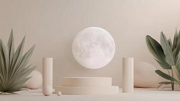 A white moon is shown in front of a white background photo