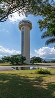 The water tower in the middle of a park photo