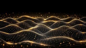Abstract wave background with golden lines photo