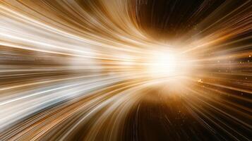 Abstract light trails in space with a bright light photo