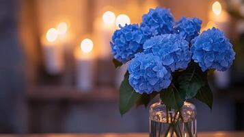 Blue flowers in a vase photo