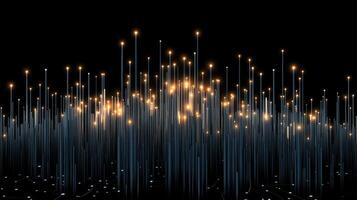 A glowing line of lights on a black background photo