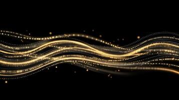 Abstract golden waves on black background photo