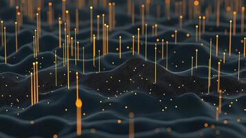 A 3d rendering of a black and yellow background with many dots photo