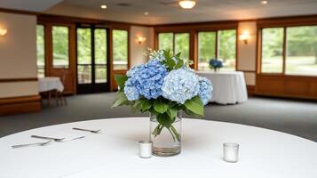 A vase of blue flowers photo