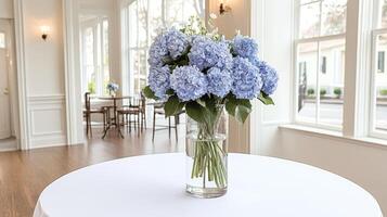 A vase of blue flowers photo