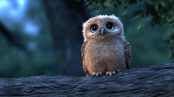 A small owl sitting on a branch photo
