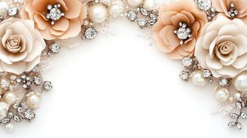 Wedding background with pearls and diamonds photo