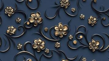 A 3d floral pattern on a blue background photo