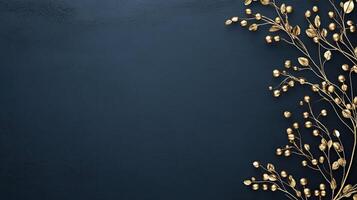 Golden branches on a dark blue background photo