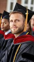 A man in graduation gowns and a man in a cap photo