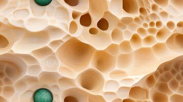A close up of a piece of bone with green dots photo