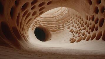 A tunnel with holes in it and a hole in the wall photo