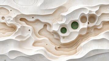 A close up of a rock formation with green dots photo