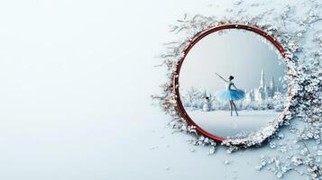 A mirror with a ballerina in the snow photo